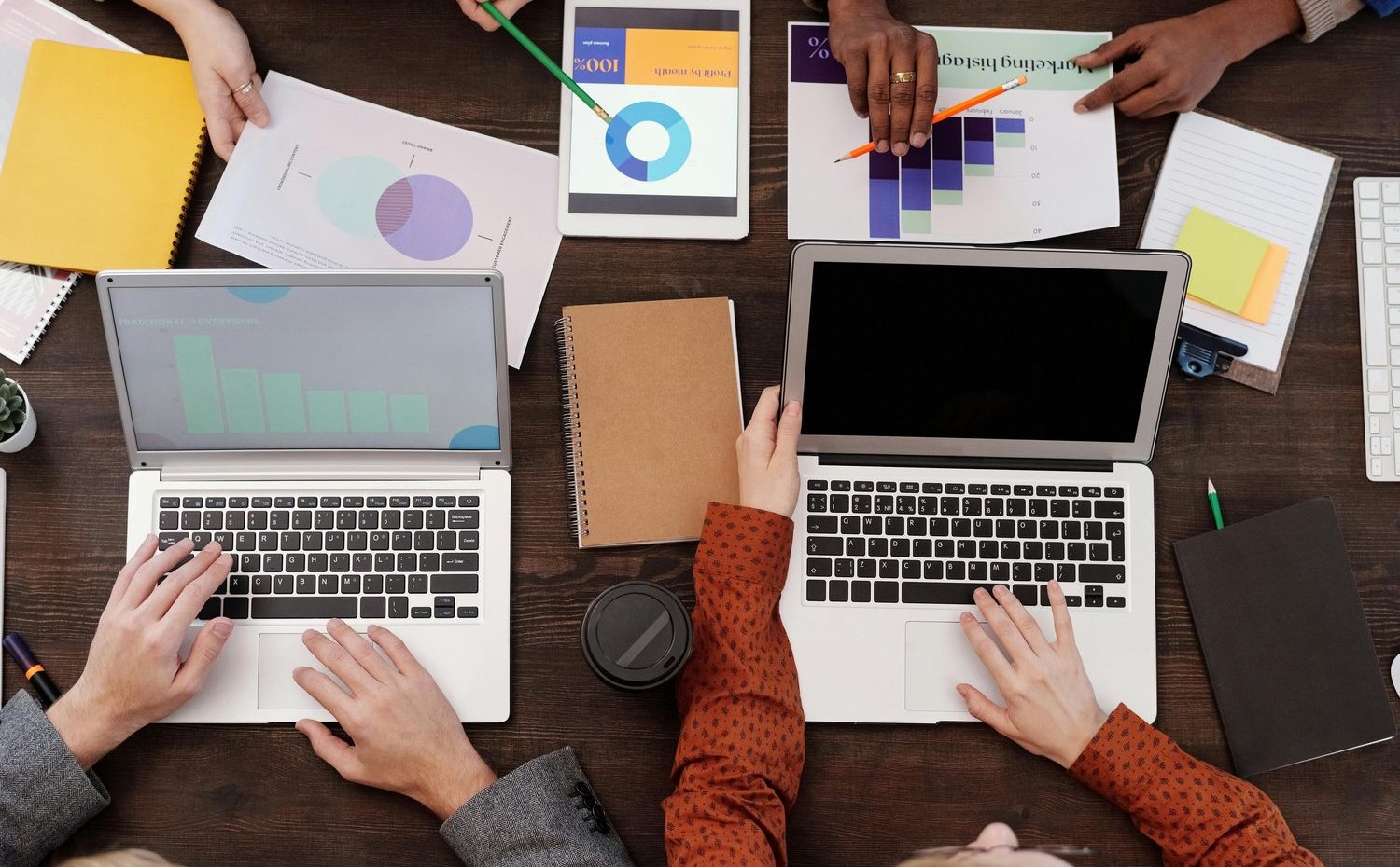 Small business owner creating a digital marketing plan on a laptop in Atlanta